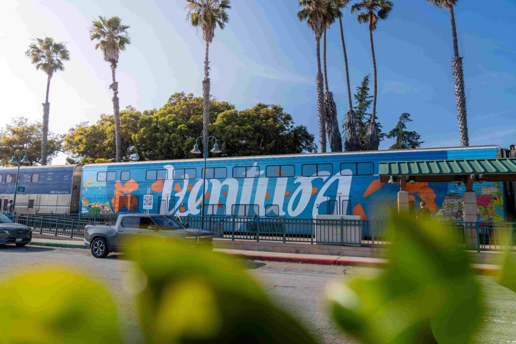 Custom Decal wrap on Amtrak’s Pacific Surfliner promoting Visit Ventura.
